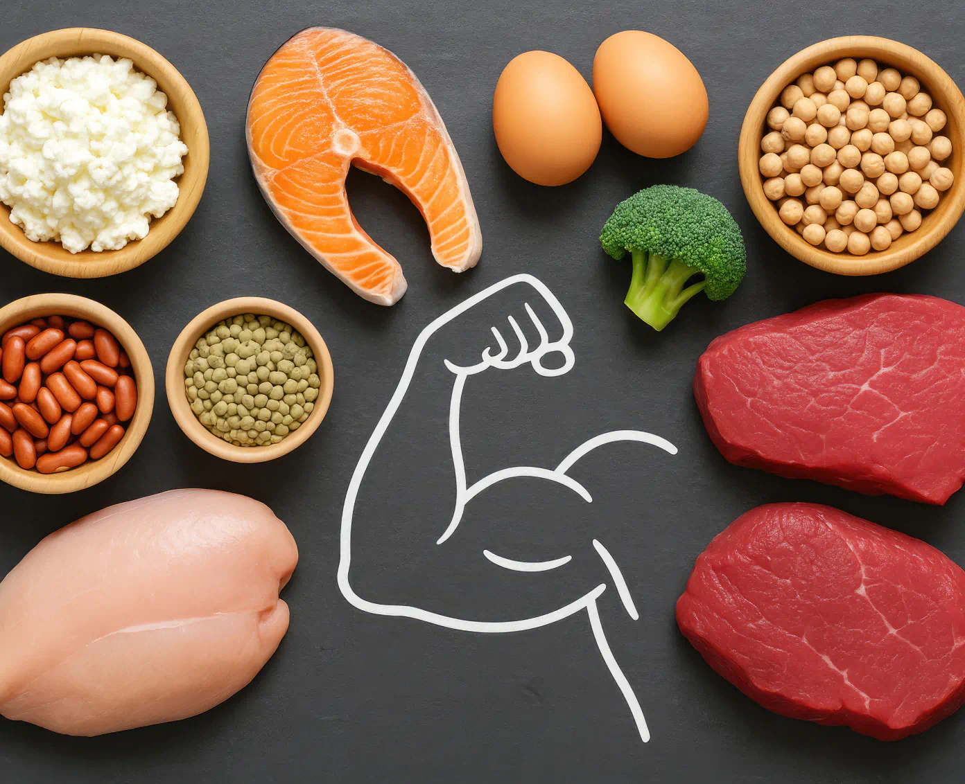 healthy food with muscle illustration