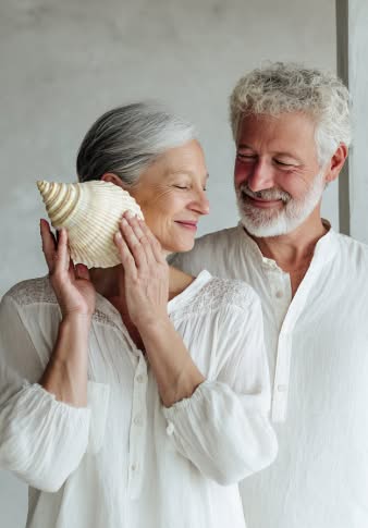 happy couple with healthy hearing