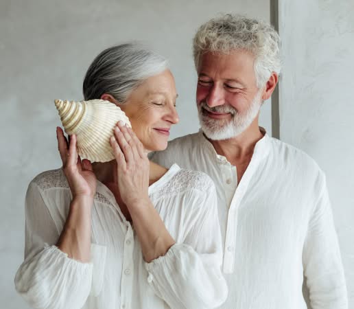 happy couple with healthy hearing