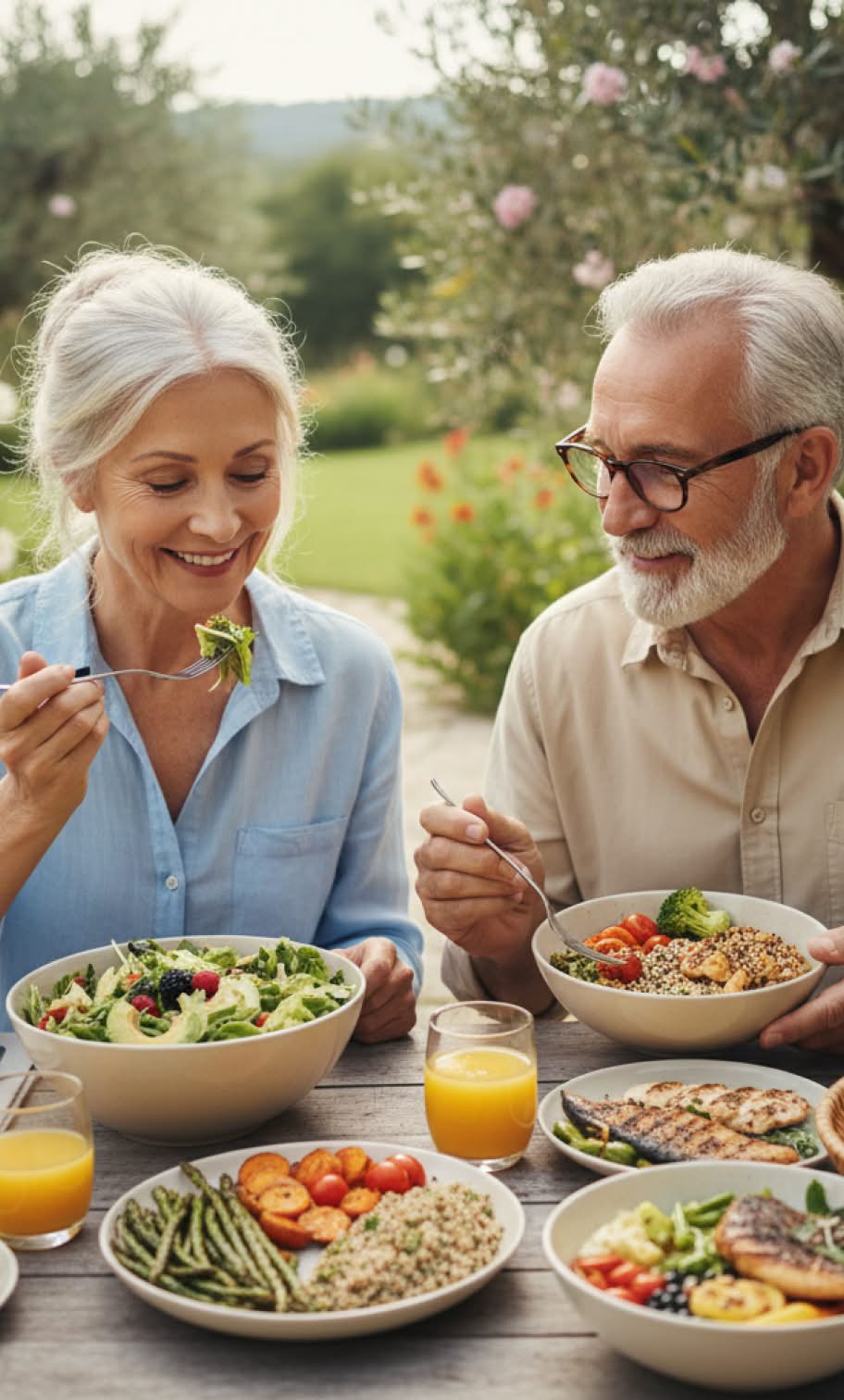 Happy couple enjoying healthy meal