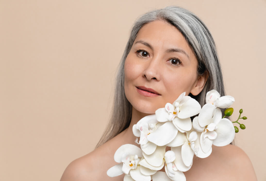 Woman with flowers
