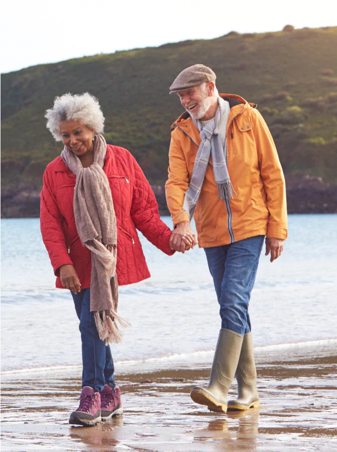 Senior couple walking