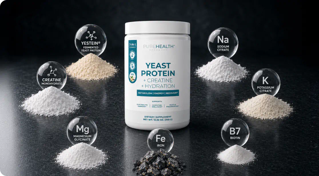 Yeast Protein + Creatine + Hydration with its seven active ingredients