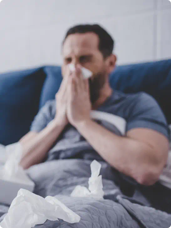 man with illness